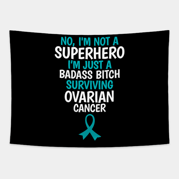 Badass Bitch Surviving Ovarian Cancer Quote Funny Tapestry by jomadado