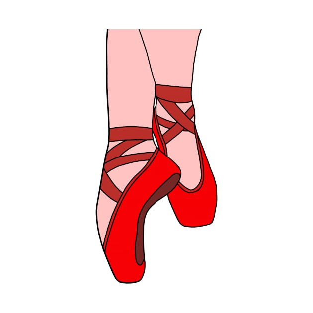 Red pointe shoes by CalliesArt