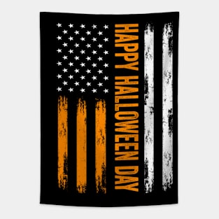 Halloween 2021 gift for mens and womens happy halloween day 2021 usa flag, american flag, vintage retro style gift for holiday Tapestry