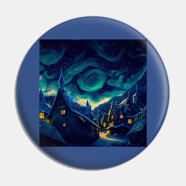 Starry Night Over Hogsmeade Village Pin by Grassroots Green