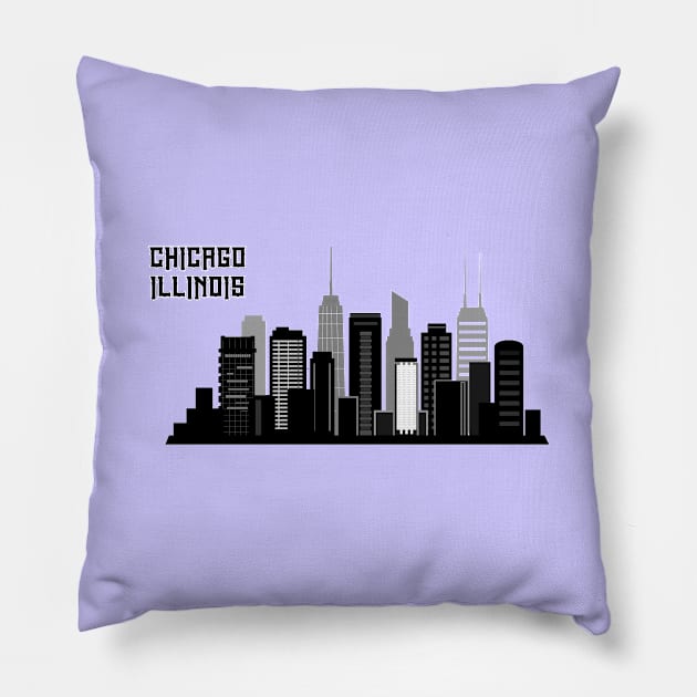 Chicago Illinois skyline Pillow by Travellers