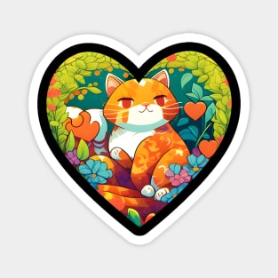Floral kitty - Cat Heart Filled With Flowers Magnet