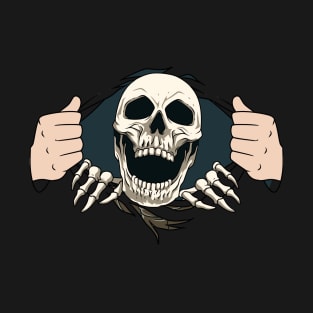 Scary Halloween Skeleton Skull Head Horror Trick Or Treat T-Shirt