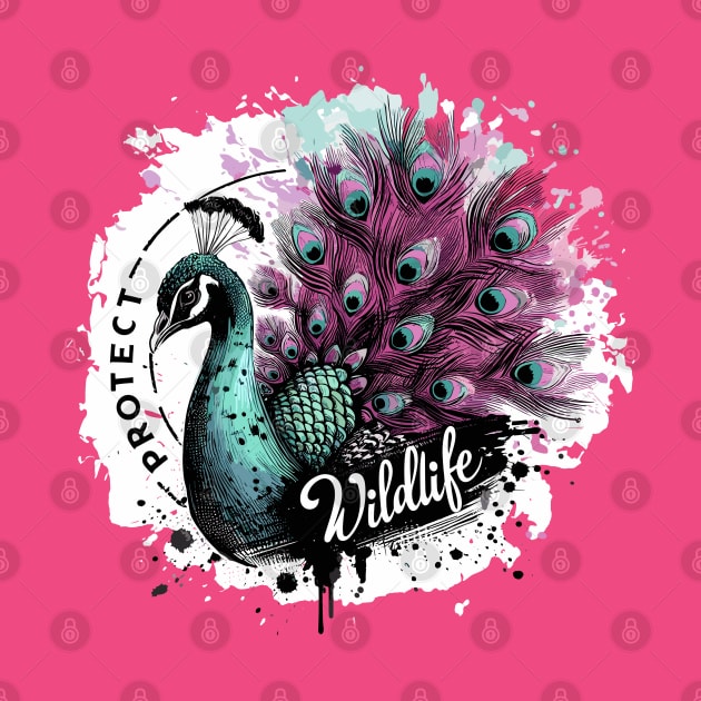 Protect Wildlife - Peacock by PrintSoulDesigns