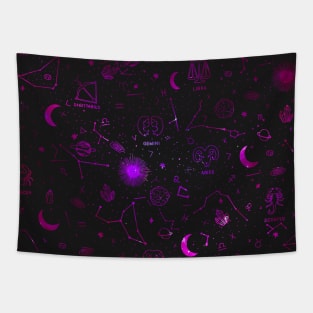 Star sign pattern - pink Tapestry