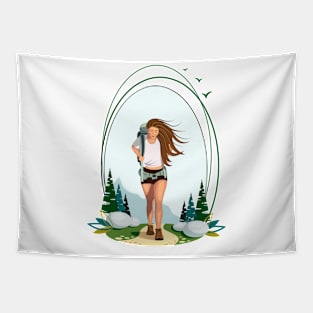 Hiking girl Tapestry