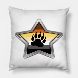 Large Gay Bear Pride Flag Colored Star with Chrome Frame Pillow