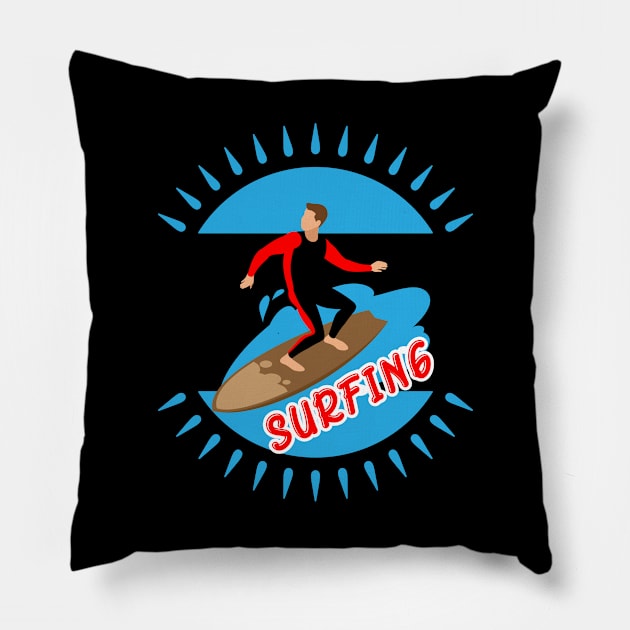 Eat Sleep Surf Repeat surfing surfer sailing windsurfing Pillow by SpruchBastler