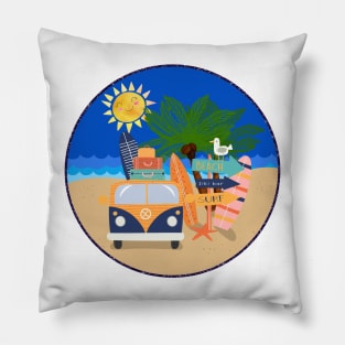 Vacation At the Beach! Sun, Sand and Surf Pillow