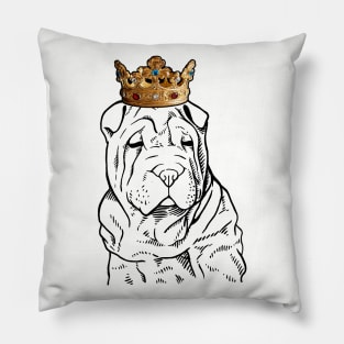 Chinese Shar-Pei Dog King Queen Wearing Crown Pillow