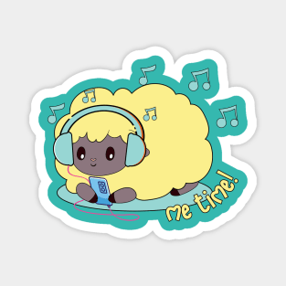 cute yellow sheep listening to music Magnet
