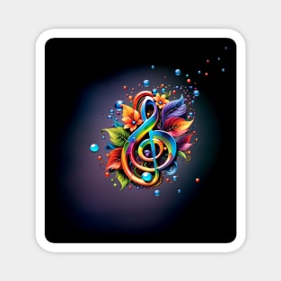 Music, colorful clef with leaves Magnet