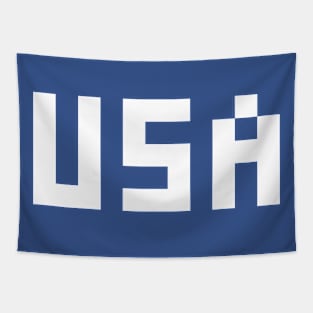 Pixel USA White Letters Blue Tapestry