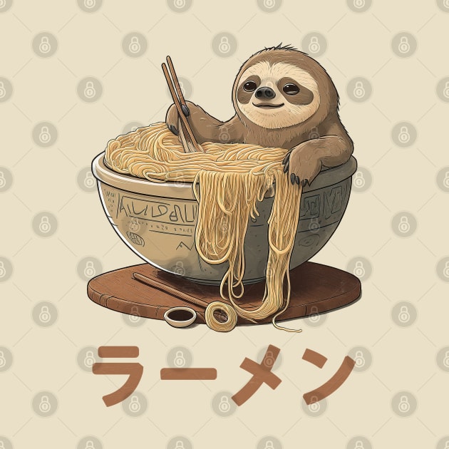 Cute Ramen Noodles Sloth - Vintage Style Design by DankFutura
