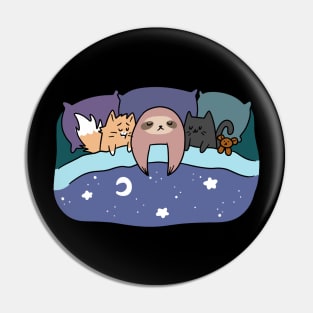 Sloth and Kitties Bed Time Snuggles Pin