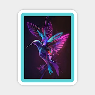 Neon Humming Bird art Magnet