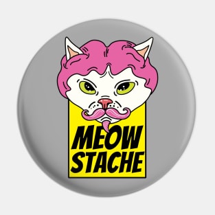 Cat with wig, hairless cat with wig, cat with a mustache Pin