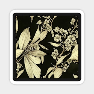 Vintage Florals Brown Sepia Neutral Floral Design Magnet