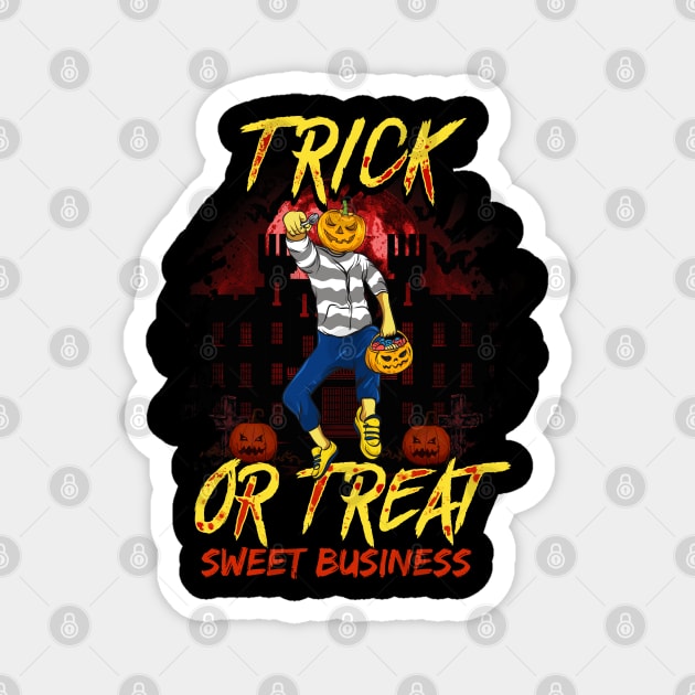 Trick or Treat Nasty Pumpkin Head Guy Halloween Magnet by creative