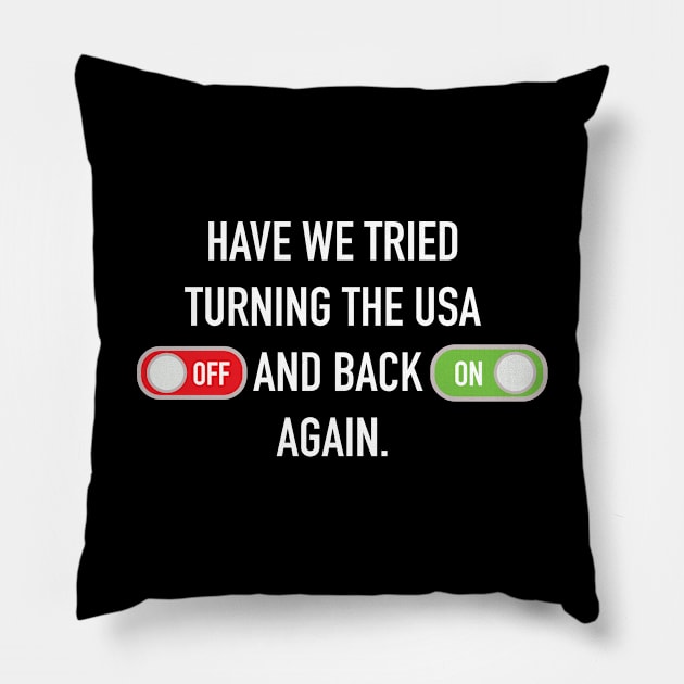 Turn USA on & off Pillow by CH