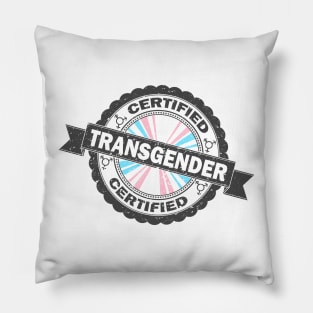 Certified Transgender Pride Seal of Approval with Pride Flag Background Pillow