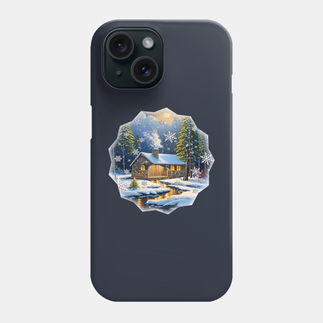 Winter Season Cabin in Snow Phone Case by tamdevo1