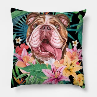 Tropical Chocolate Tri Color English British Bulldog Pillow