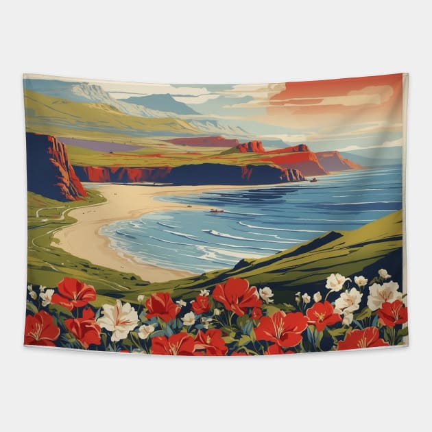 Wales England Vintage Travel Tourism Poster Tapestry by TravelersGems