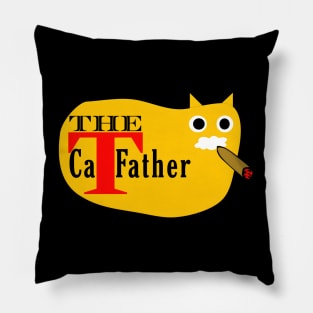 Funny cat with white Mustache - the catfather Pillow