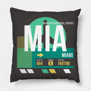 Miami (MIA) Airport // Retro Sunset Baggage Tag Pillow