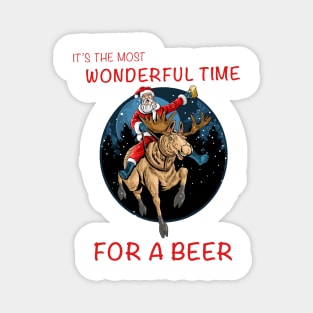 It's the most wonderful time for a beer Santa Claus Christmas Magnet