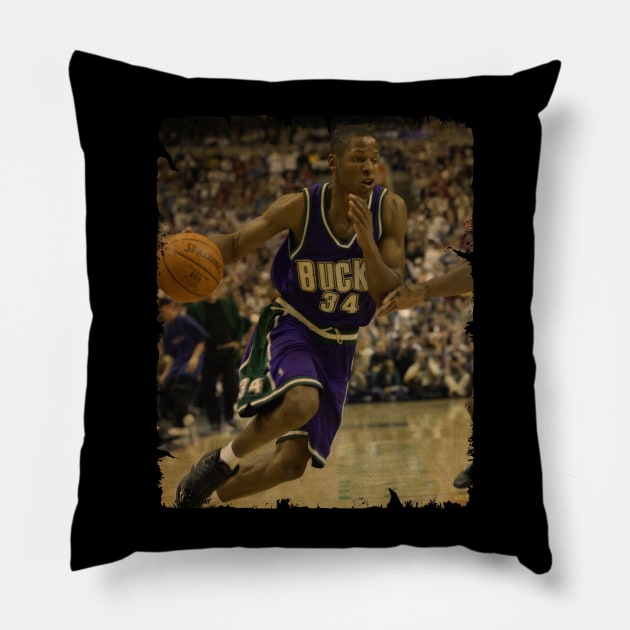 Ray Allen - Vintage Design Of Basketball Pillow by JULIAN AKBAR PROJECT