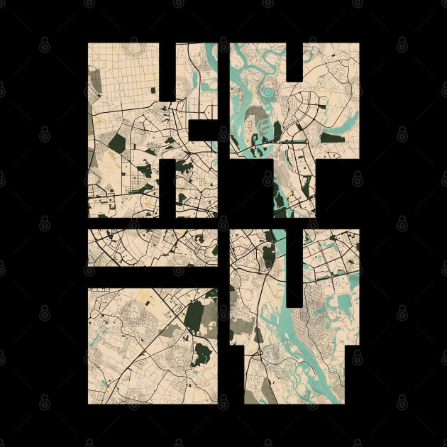 Kyiv, Ukraine City Map Typography - Vintage by deMAP Studio