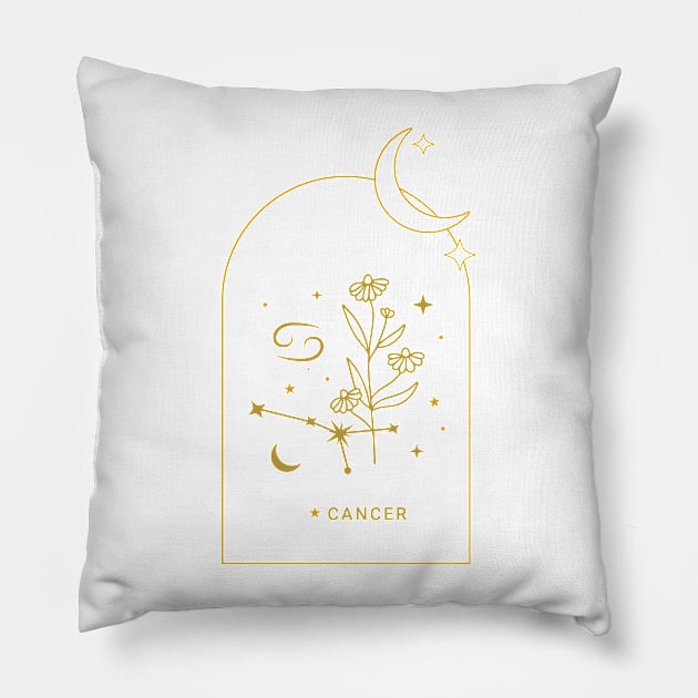 Cancer Zodiac Constellation and Flowers - Astrology and Horoscope Pillow by Patty Bee Shop