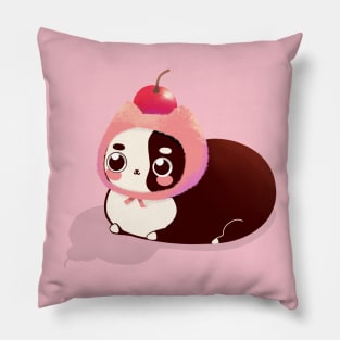 Cat in a Pink Fluffy Hat with a Cherry on Top Pillow