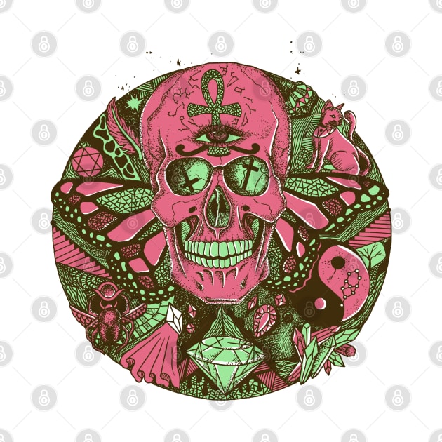 Pink Mint Skull Circle of Humanity by kenallouis