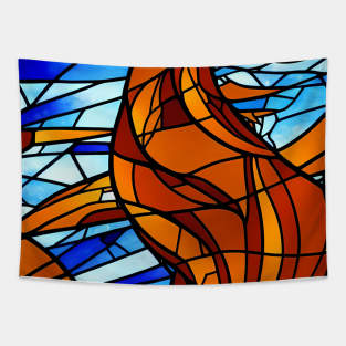 Stained Glass design pattern, seamless, red fire tone, geometrical, abstract design. Tapestry