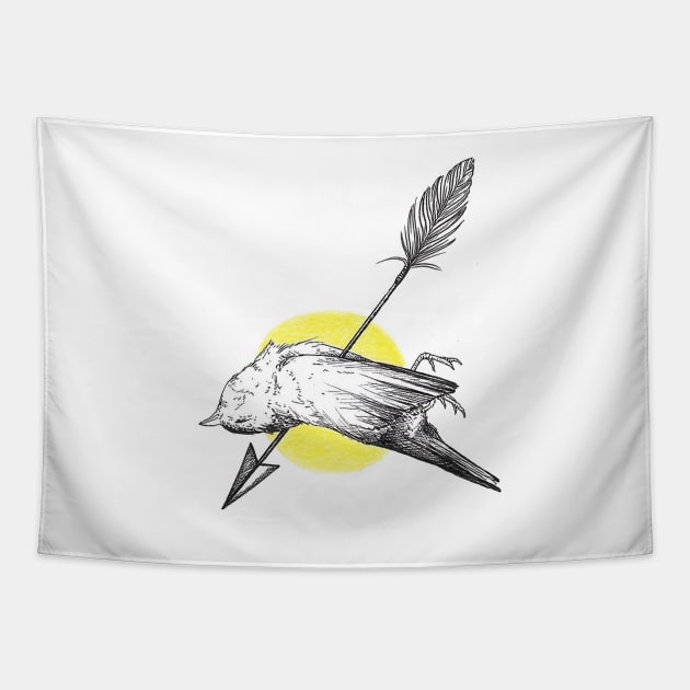 Sparrow with Arrow Tapestry by GnauArt