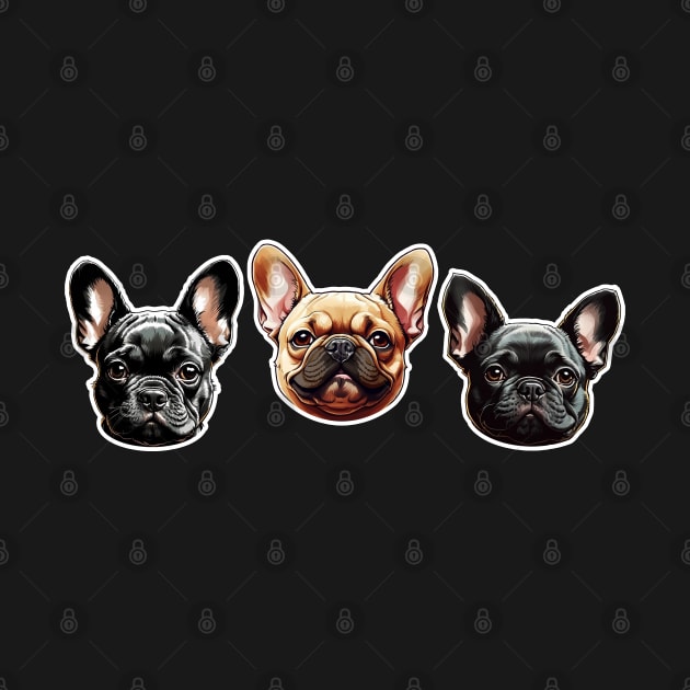 Three French Bulldogs by CandyApparel