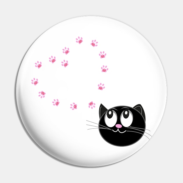 Cute black cat with hearts Pin by GULSENGUNEL