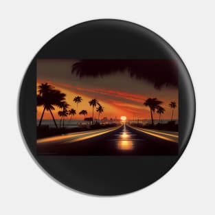 In To The Sunset On The Road To Fantasy Island / Abstract And Surreal Unwind Art Pin