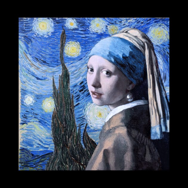 Girl with pearl earring and the starry night T-Shirt by RusticVintager