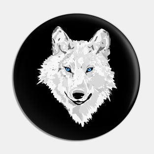 White Wolf With Blue Eyes Pin