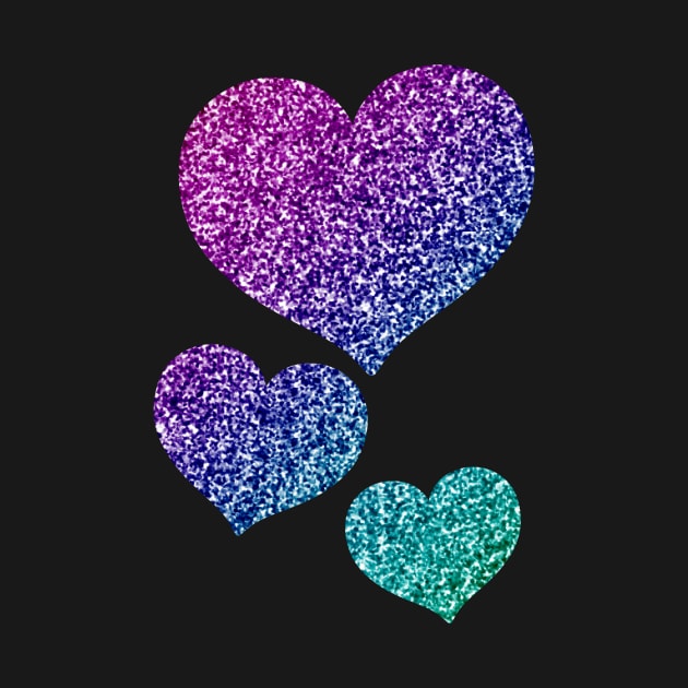 Blue Purple Gradient Glitter Hearts by BiscuitSnack