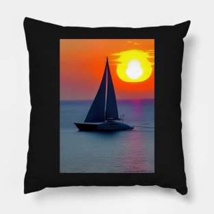 DREAMY YACHT AT SUNSET Pillow