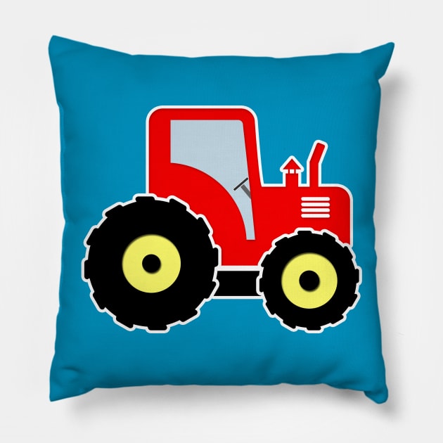 Red toy tractor Pillow by Gaspar Avila