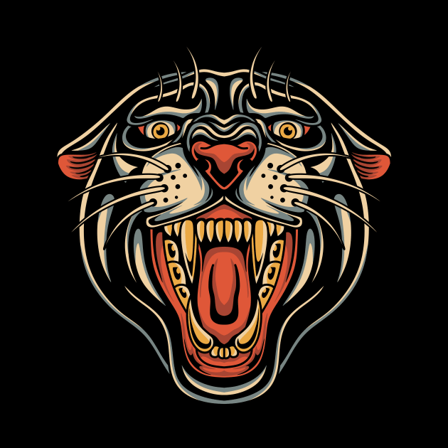 Panther head tattoo by Abrom Rose