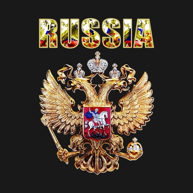 Russian Double Headed Eagle Gold t shirt vintage russia by Jakavonis