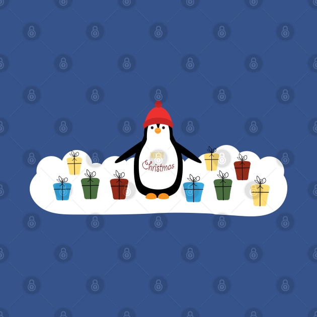 Christmas penguin and gifts by grafart