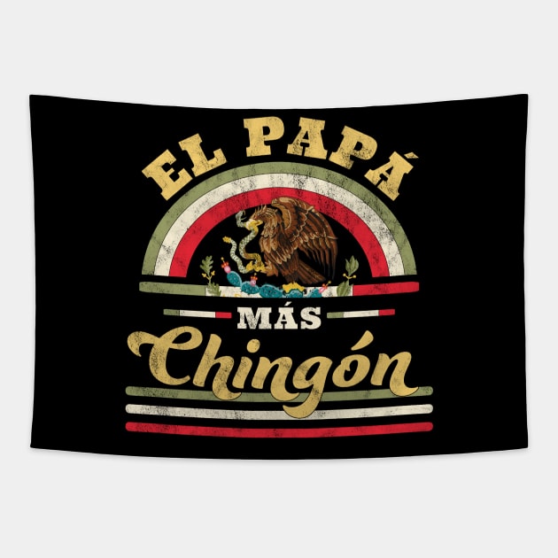 El Papa Mas Chingon Funny Mexican Flag Cool Dad Tapestry by OrangeMonkeyArt